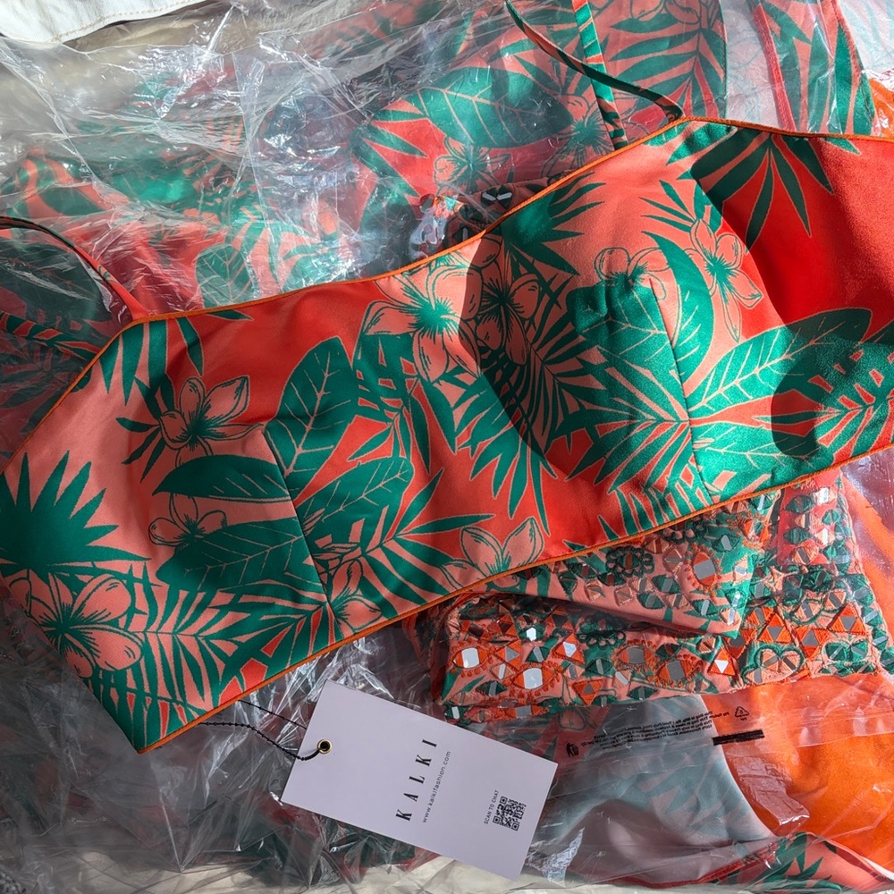 Kalki Orange and Green Embellished Lehenga Set - Picture 11 of 13